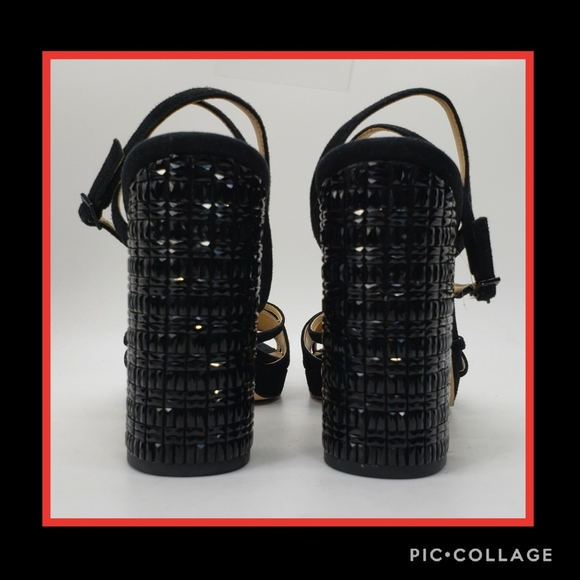 Micheal Kors Black Suede Jeweled Platforms Size 9 - Picture 8 of 9